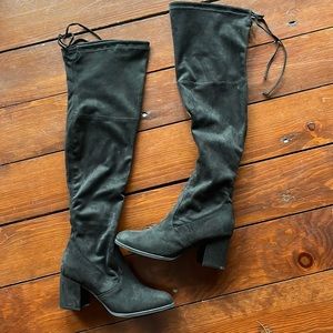Black thigh high suede boots size 9